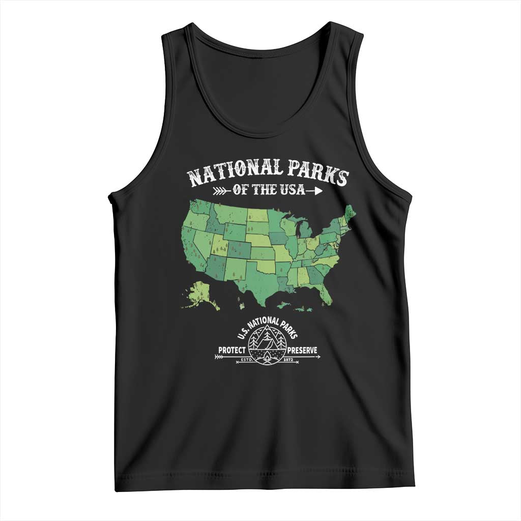 Protect And Preserve National Parks Tank Top ESTD 1872 Vintage Forest American Map