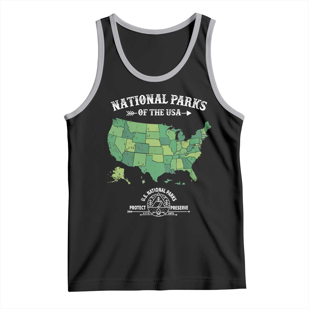 Protect And Preserve National Parks Tank Top ESTD 1872 Vintage Forest American Map