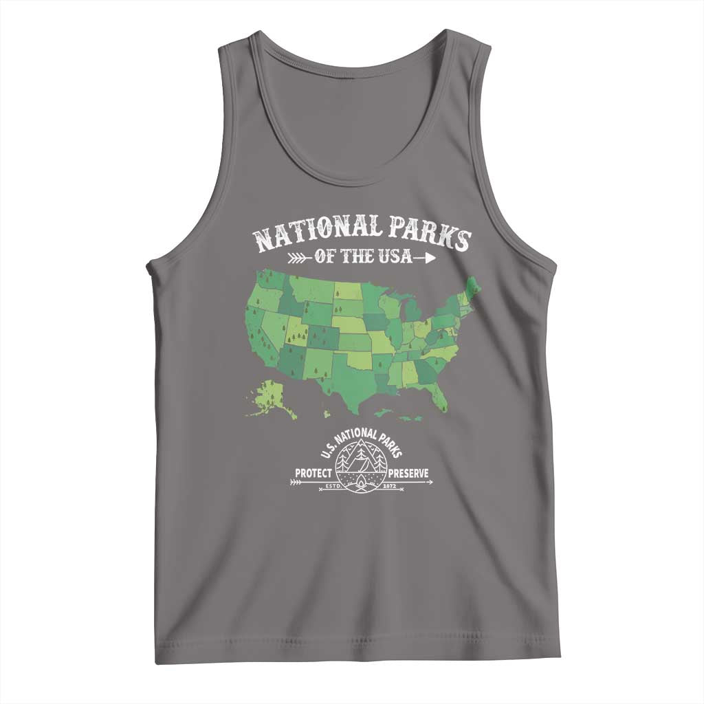 Protect And Preserve National Parks Tank Top ESTD 1872 Vintage Forest American Map