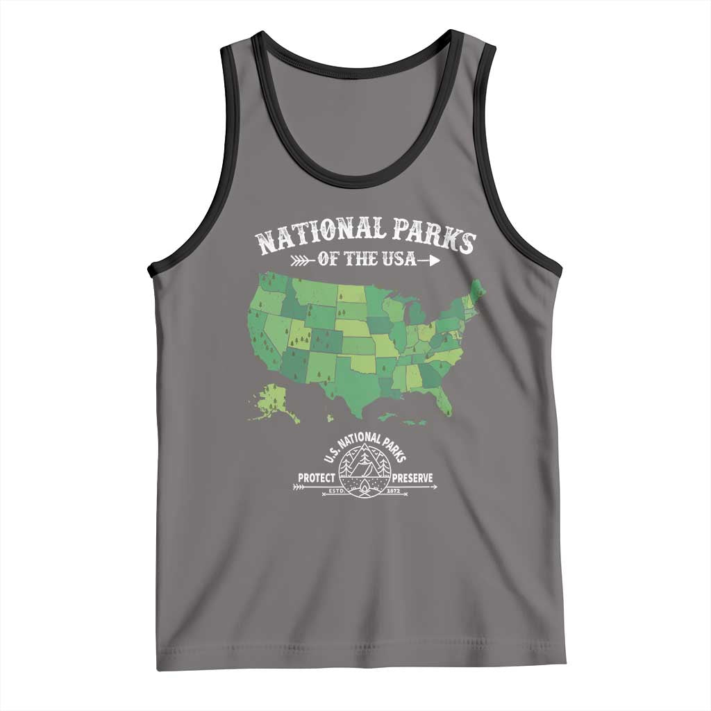 Protect And Preserve National Parks Tank Top ESTD 1872 Vintage Forest American Map