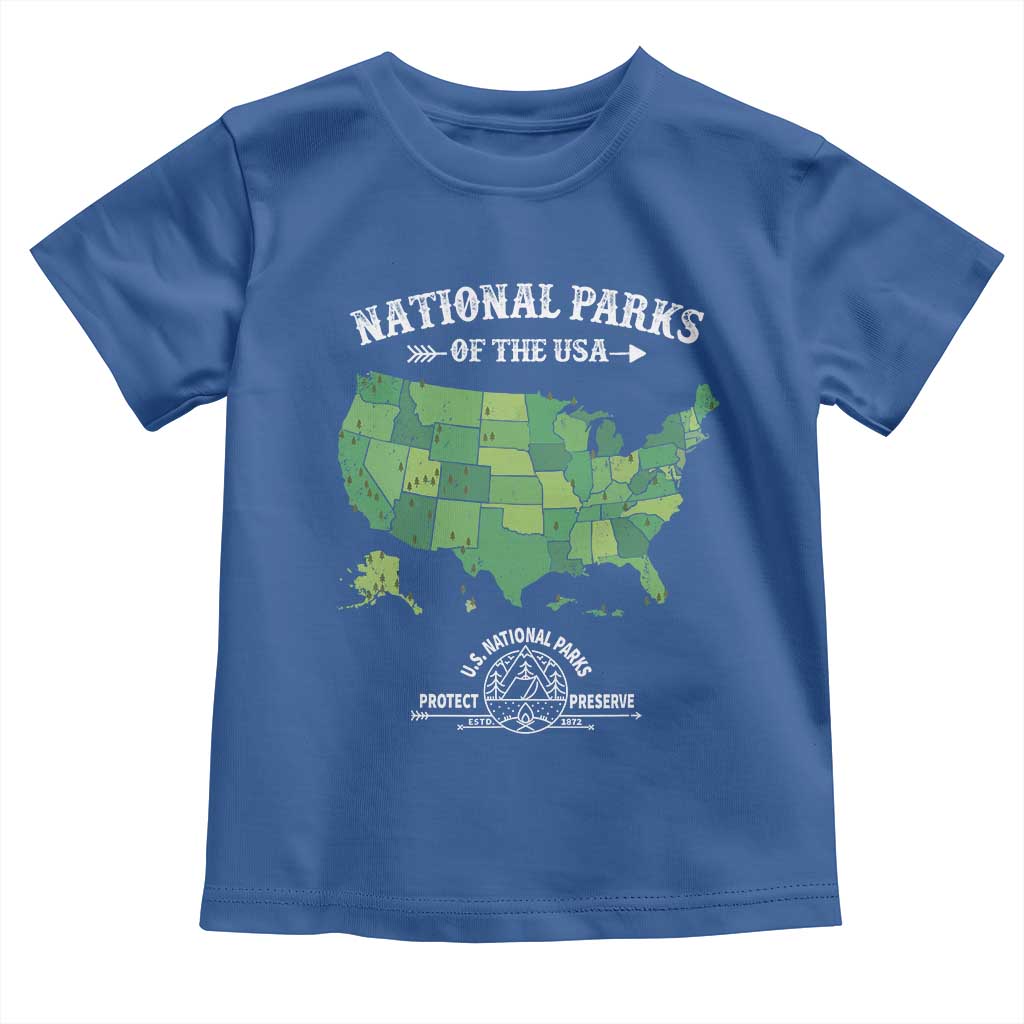 Protect And Preserve National Parks Toddler T Shirt ESTD 1872 Vintage Forest American Map