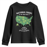 Protect And Preserve National Parks Youth Sweatshirt ESTD 1872 Vintage Forest American Map