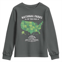 Protect And Preserve National Parks Youth Sweatshirt ESTD 1872 Vintage Forest American Map