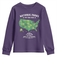 Protect And Preserve National Parks Youth Sweatshirt ESTD 1872 Vintage Forest American Map