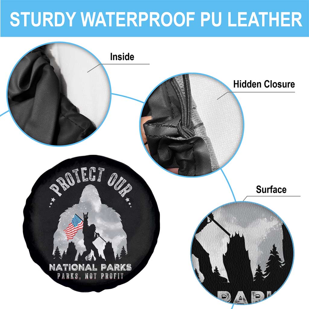 Funny Protect Our National Parks Bigfoot Spare Tire Cover Parks Not Profit American Flag