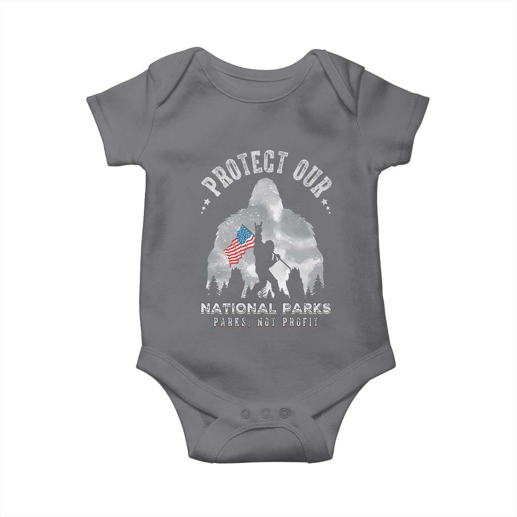 Funny Protect Our National Parks Bigfoot Baby Onesie Parks Not Profit American Flag