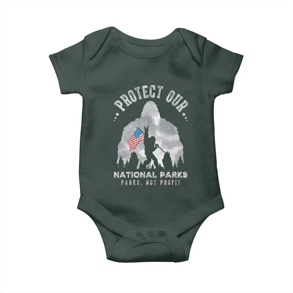 Funny Protect Our National Parks Bigfoot Baby Onesie Parks Not Profit American Flag
