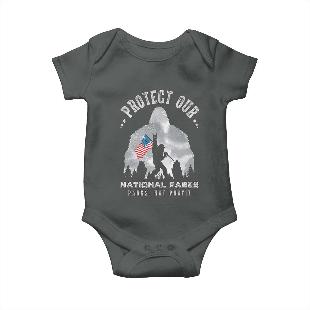 Funny Protect Our National Parks Bigfoot Baby Onesie Parks Not Profit American Flag