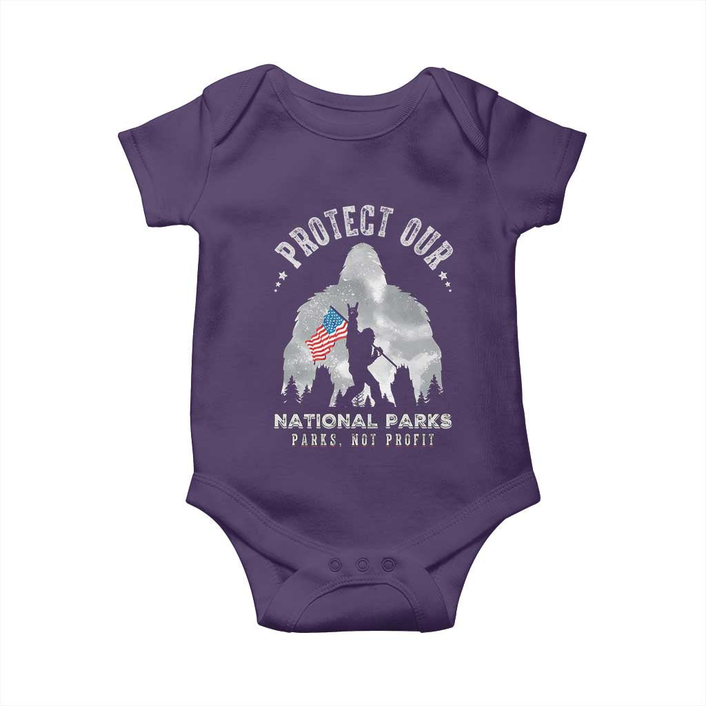 Funny Protect Our National Parks Bigfoot Baby Onesie Parks Not Profit American Flag