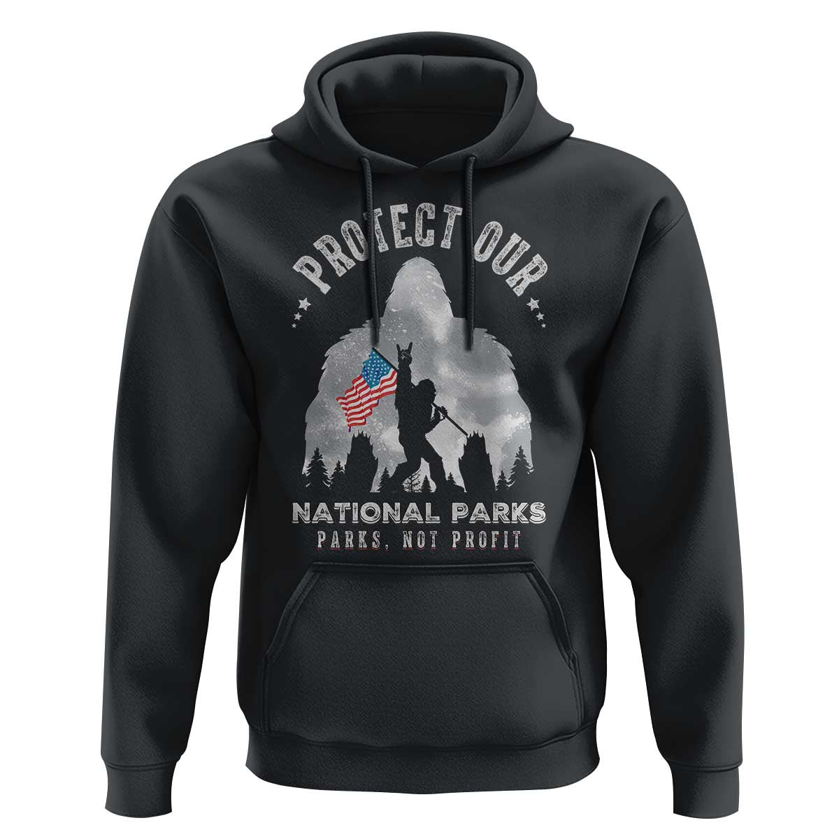 Funny Protect Our National Parks Bigfoot Hoodie Parks Not Profit American Flag