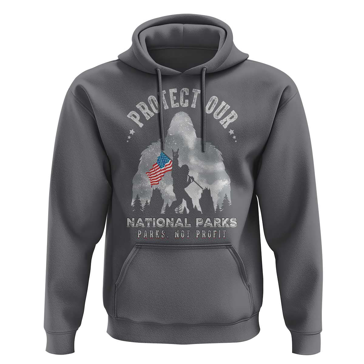 Funny Protect Our National Parks Bigfoot Hoodie Parks Not Profit American Flag
