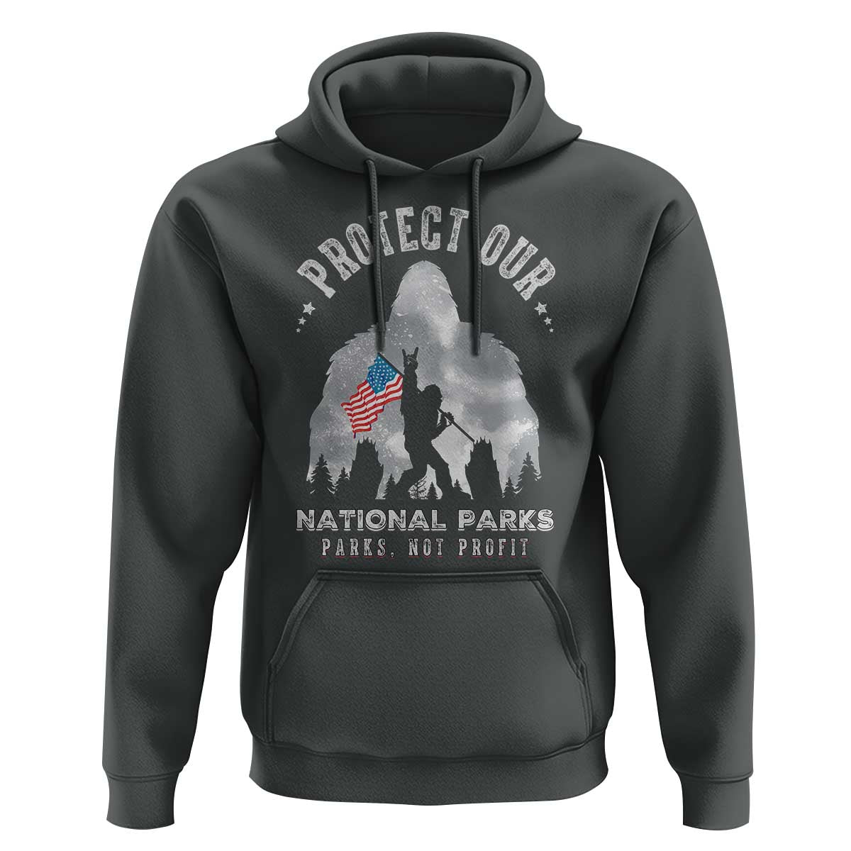 Funny Protect Our National Parks Bigfoot Hoodie Parks Not Profit American Flag