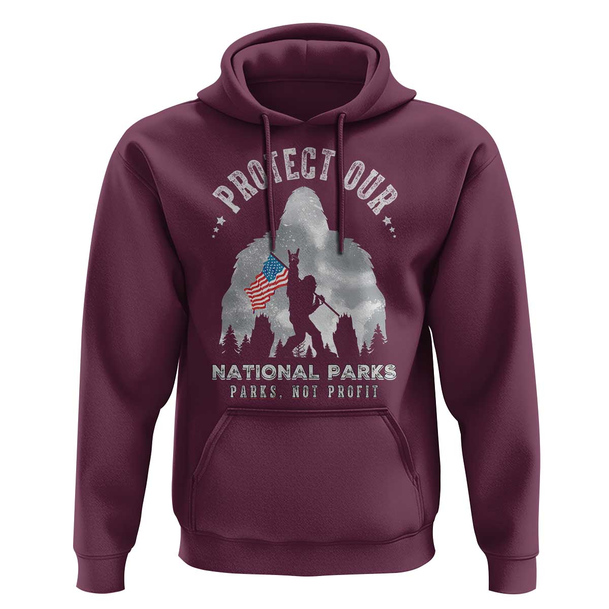 Funny Protect Our National Parks Bigfoot Hoodie Parks Not Profit American Flag