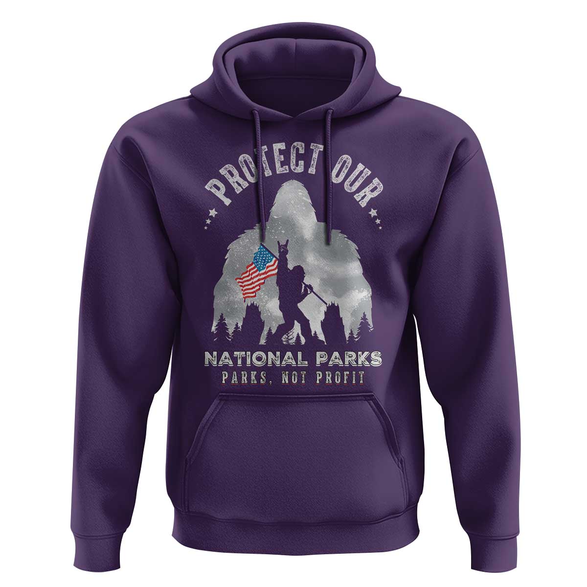 Funny Protect Our National Parks Bigfoot Hoodie Parks Not Profit American Flag