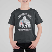 Funny Protect Our National Parks Bigfoot T Shirt For Kid Parks Not Profit American Flag