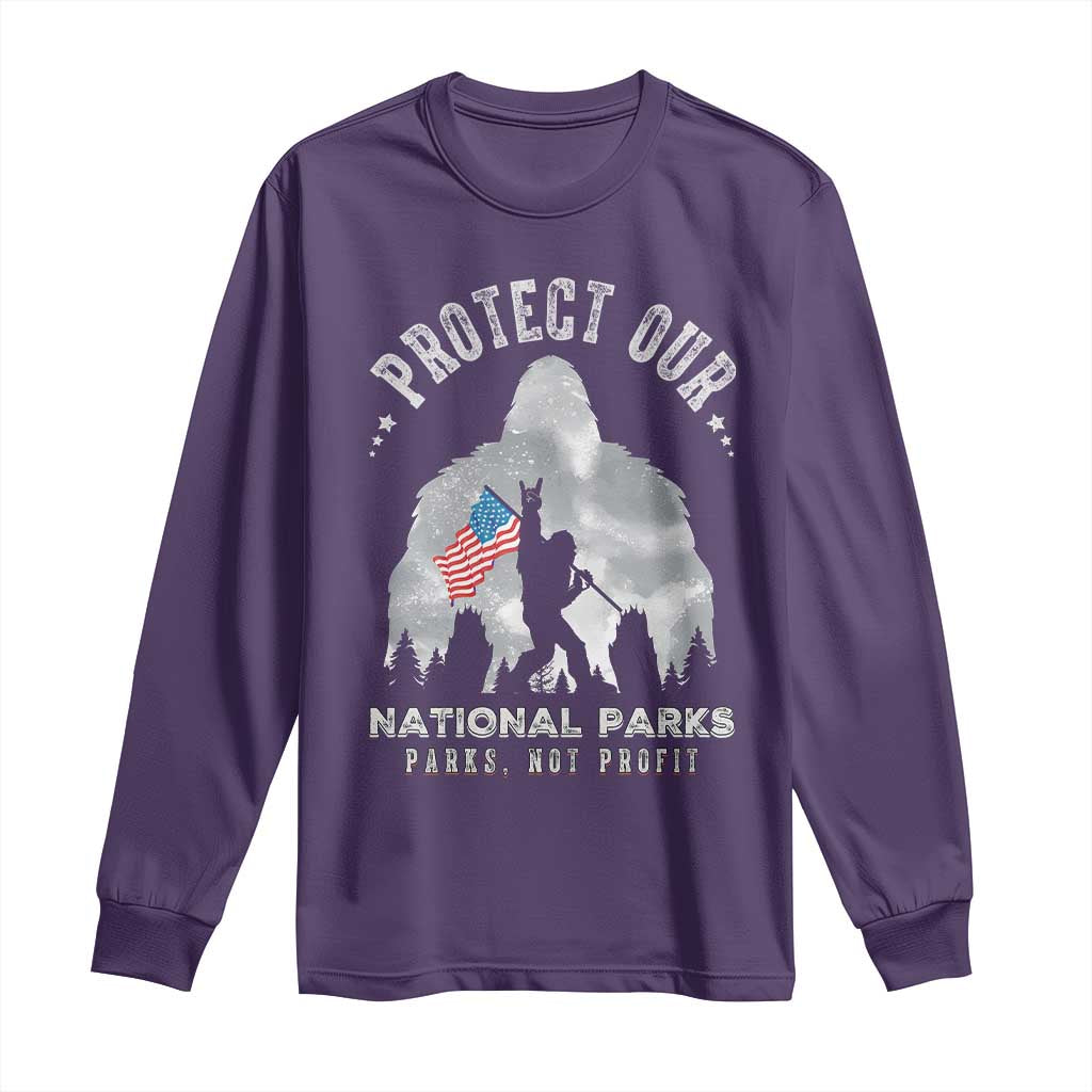 Funny Protect Our National Parks Bigfoot Long Sleeve Shirt Parks Not Profit American Flag