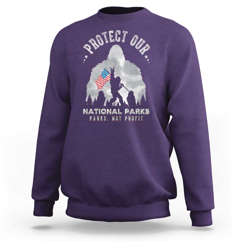 Funny Protect Our National Parks Bigfoot Sweatshirt Parks Not Profit American Flag