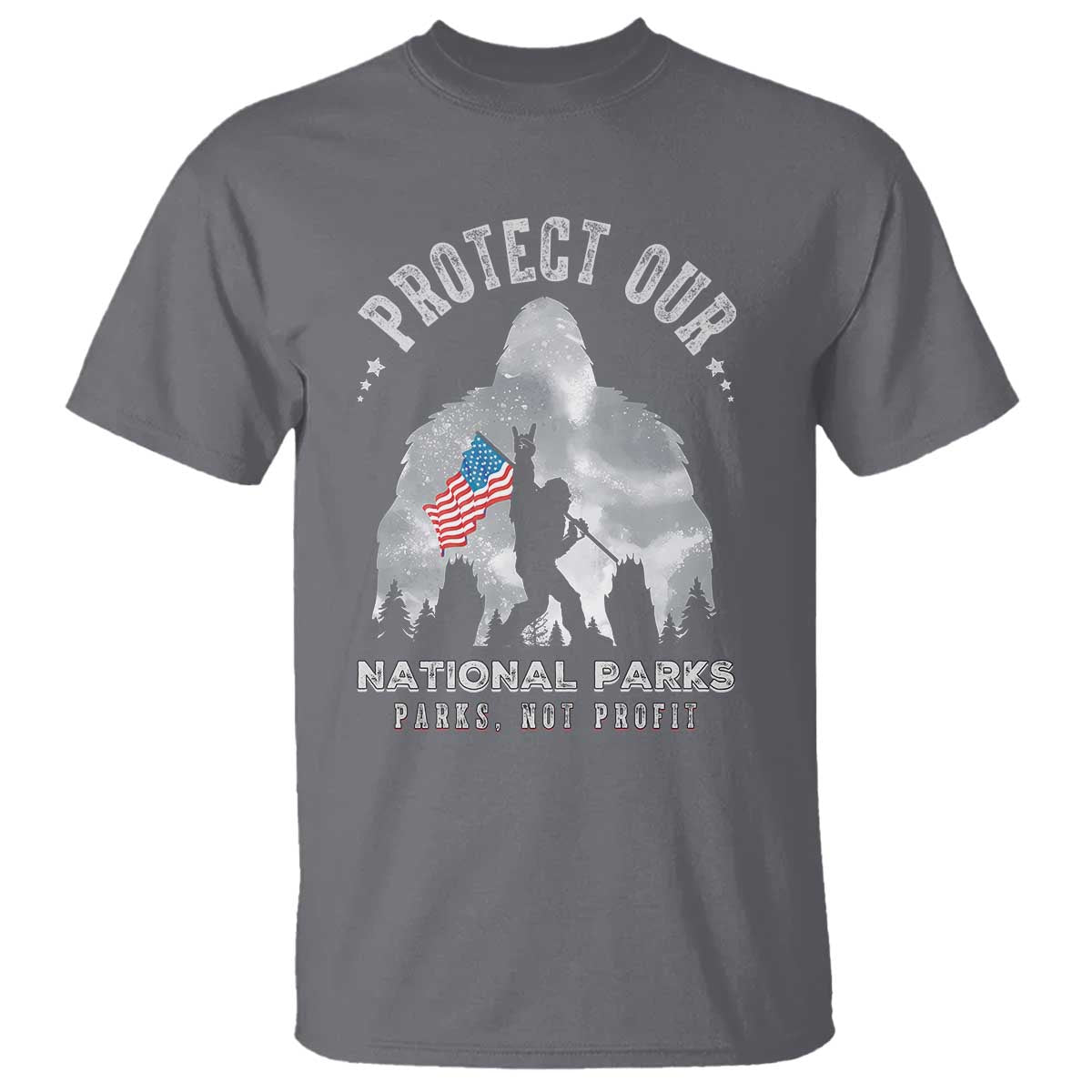 Funny Protect Our National Parks Bigfoot T Shirt Parks Not Profit American Flag