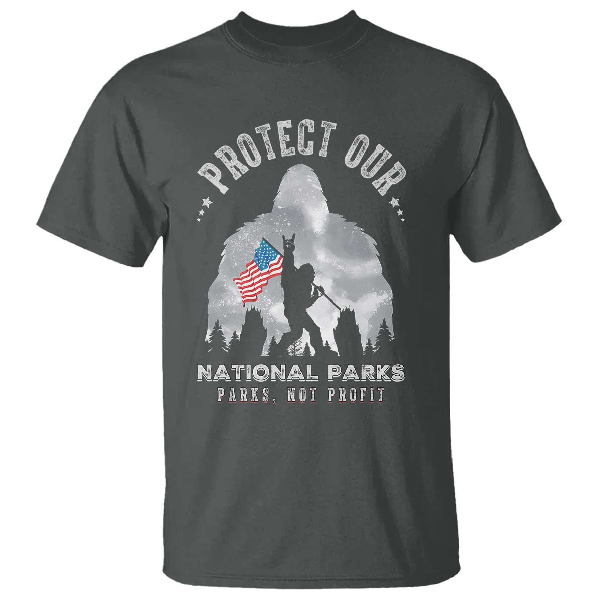 Funny Protect Our National Parks Bigfoot T Shirt Parks Not Profit American Flag