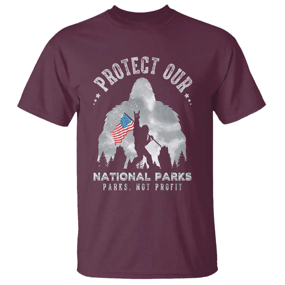 Funny Protect Our National Parks Bigfoot T Shirt Parks Not Profit American Flag