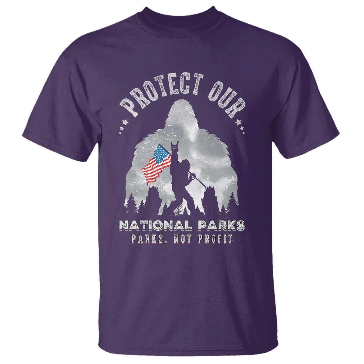 Funny Protect Our National Parks Bigfoot T Shirt Parks Not Profit American Flag