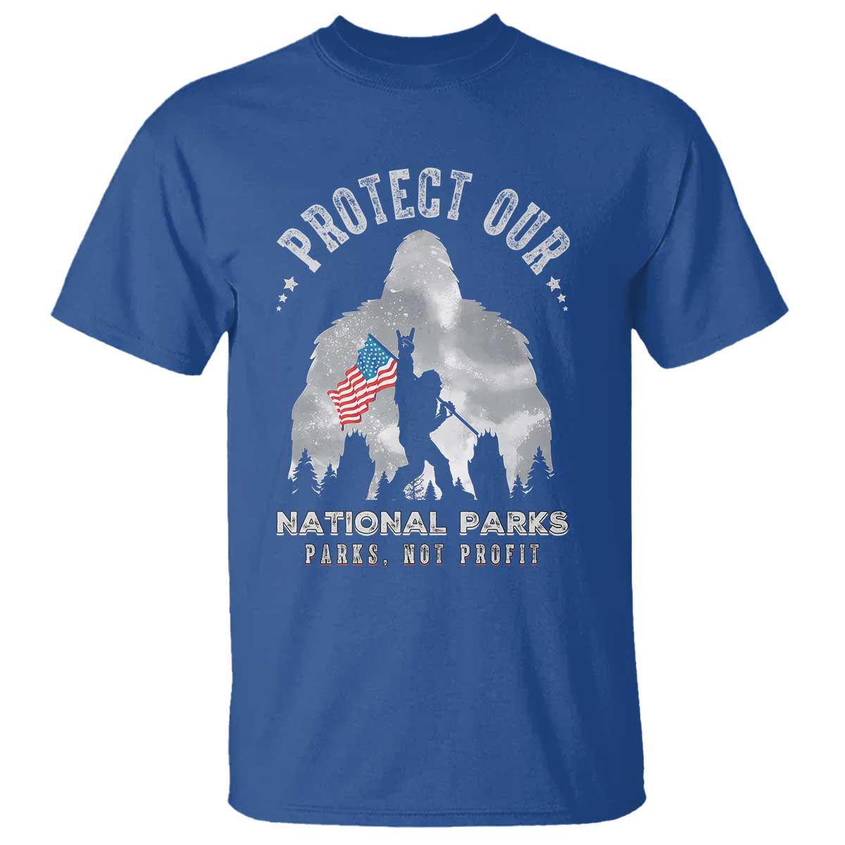 Funny Protect Our National Parks Bigfoot T Shirt Parks Not Profit American Flag