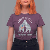 Funny Protect Our National Parks Bigfoot T Shirt For Women Parks Not Profit American Flag