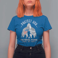 Funny Protect Our National Parks Bigfoot T Shirt For Women Parks Not Profit American Flag