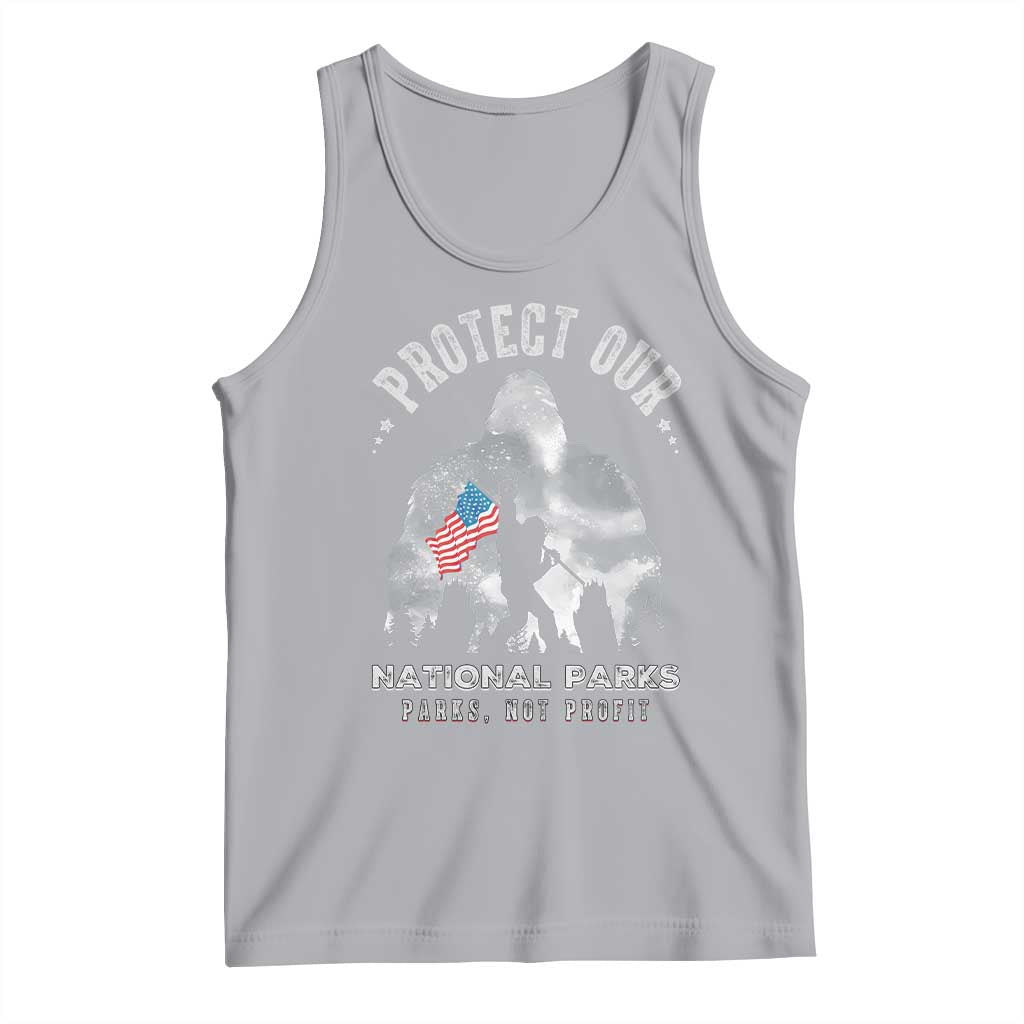 Funny Protect Our National Parks Bigfoot Tank Top Parks Not Profit American Flag