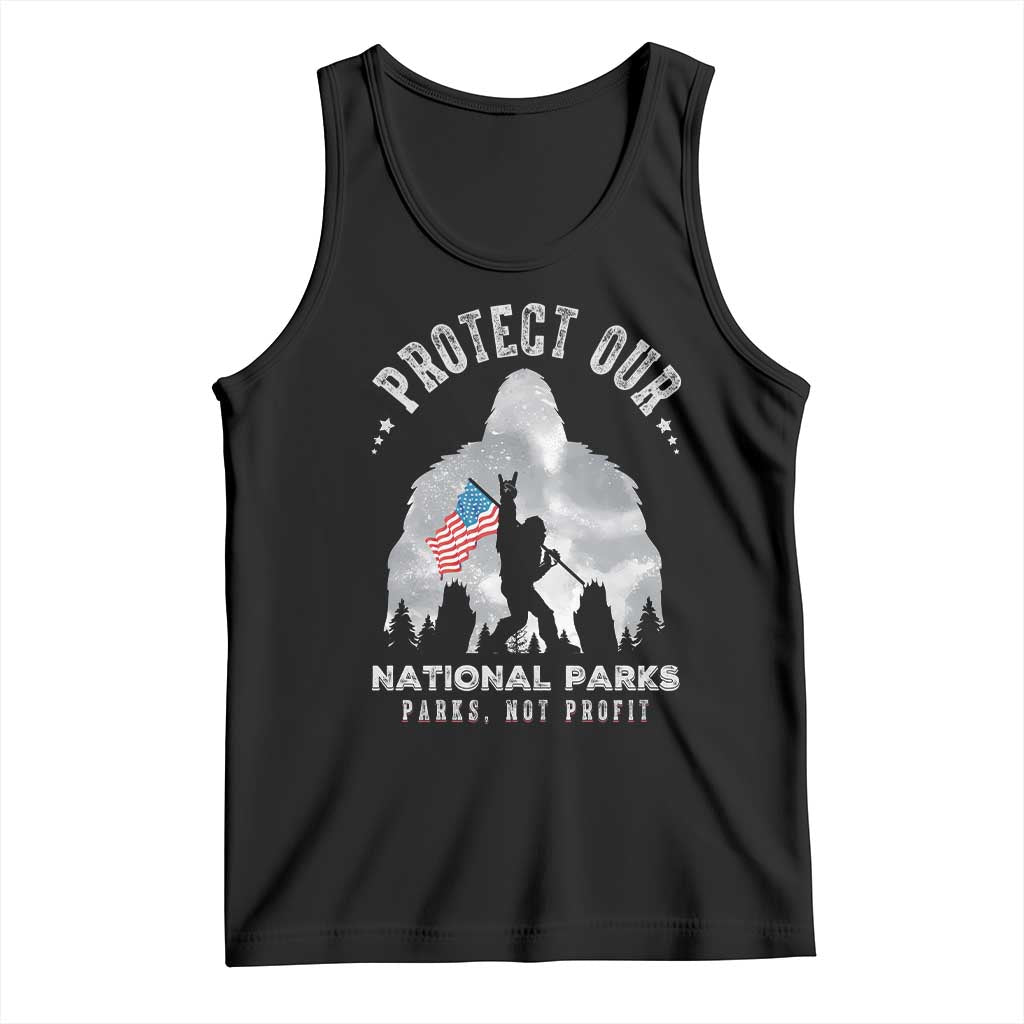 Funny Protect Our National Parks Bigfoot Tank Top Parks Not Profit American Flag