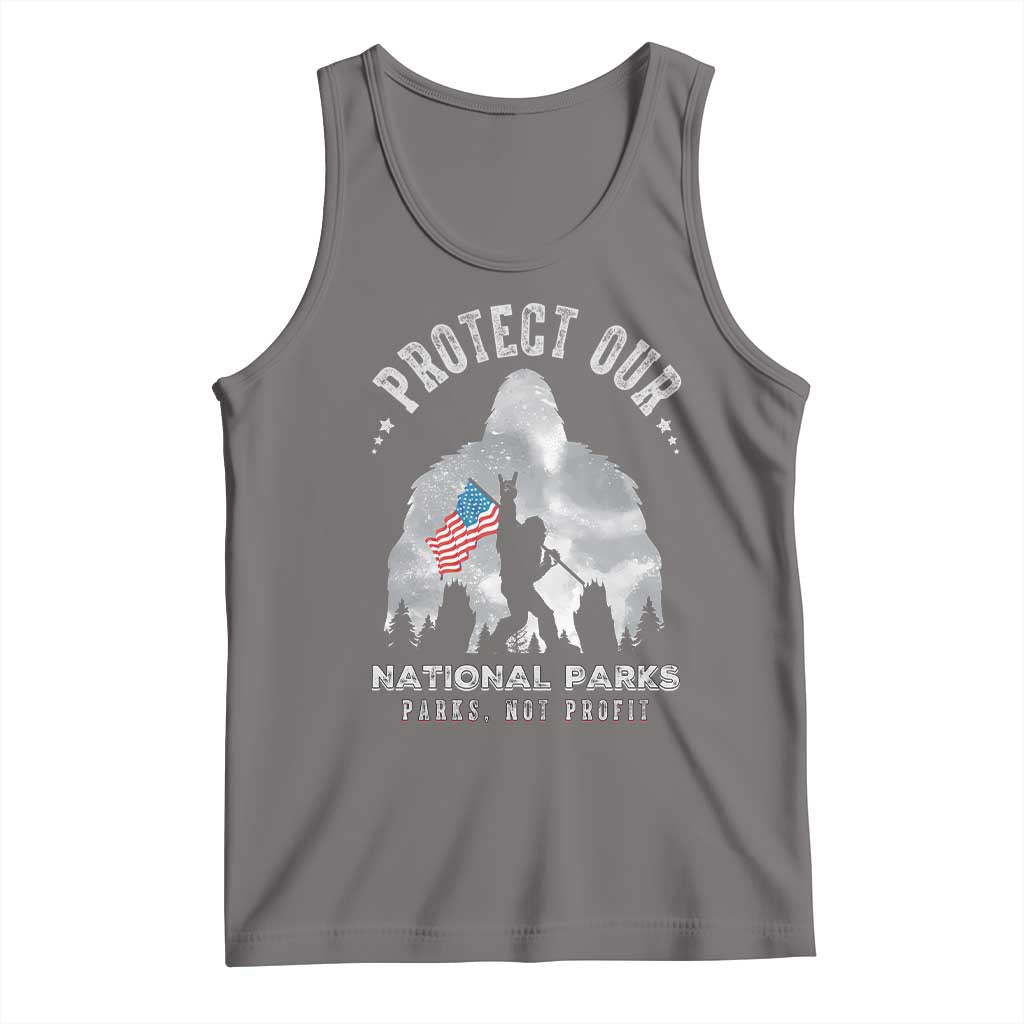 Funny Protect Our National Parks Bigfoot Tank Top Parks Not Profit American Flag