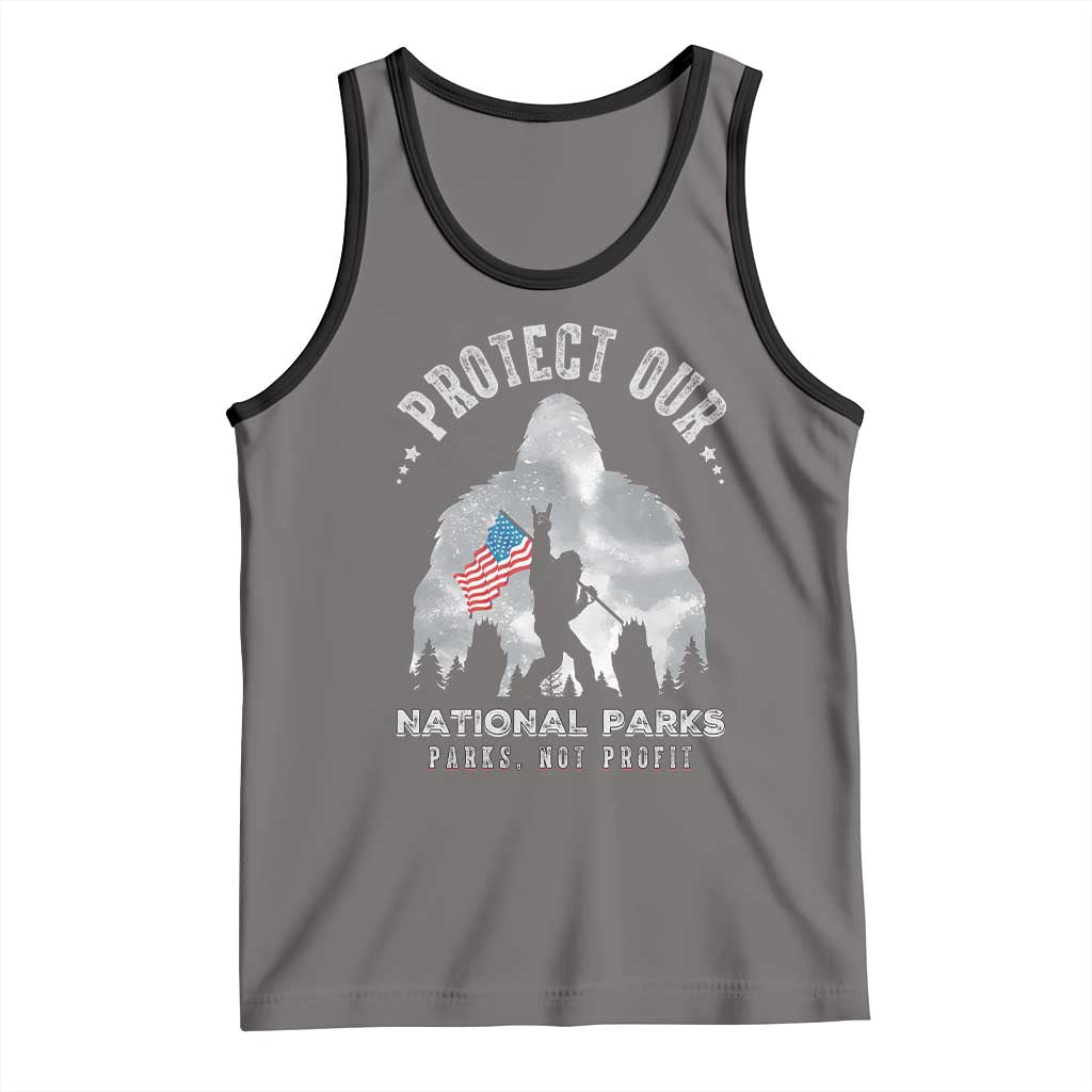 Funny Protect Our National Parks Bigfoot Tank Top Parks Not Profit American Flag