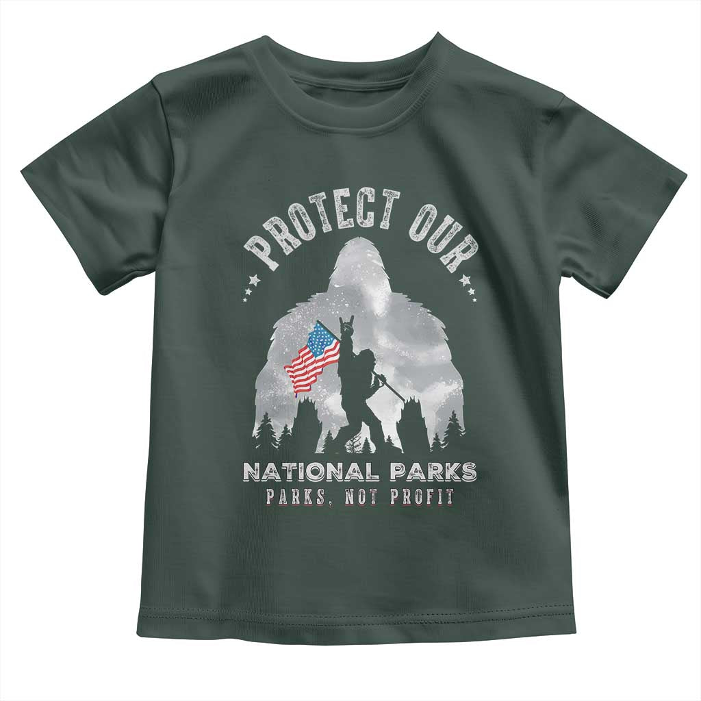 Funny Protect Our National Parks Bigfoot Toddler T Shirt Parks Not Profit American Flag