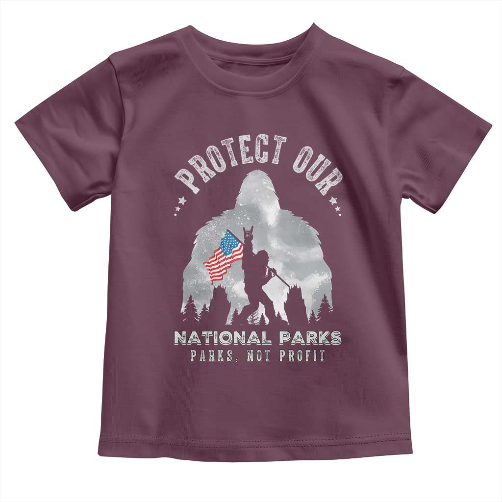 Funny Protect Our National Parks Bigfoot Toddler T Shirt Parks Not Profit American Flag