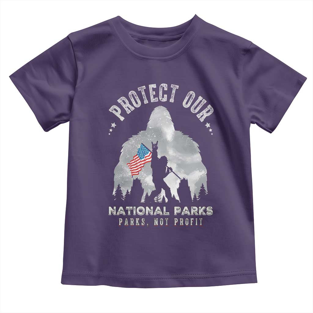Funny Protect Our National Parks Bigfoot Toddler T Shirt Parks Not Profit American Flag