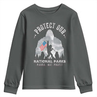 Funny Protect Our National Parks Bigfoot Youth Sweatshirt Parks Not Profit American Flag