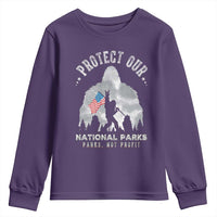 Funny Protect Our National Parks Bigfoot Youth Sweatshirt Parks Not Profit American Flag