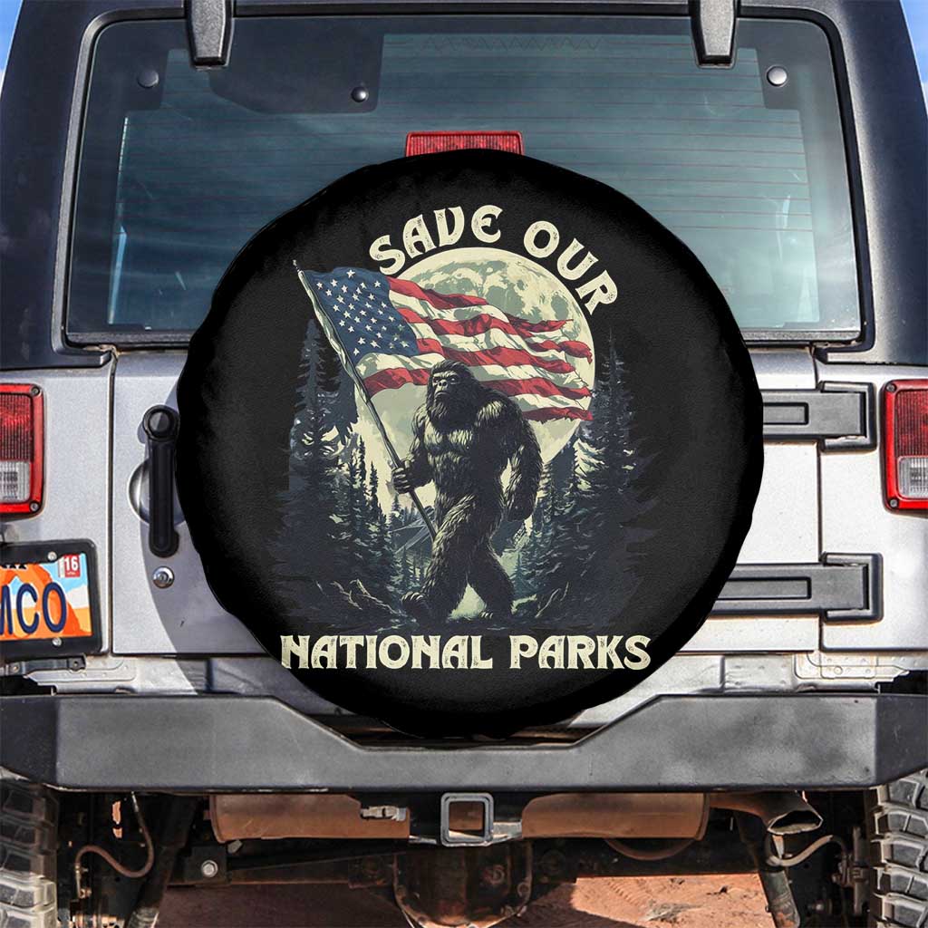 Save Our National Parks Bigfoot Spare Tire Cover Vintage American Flag