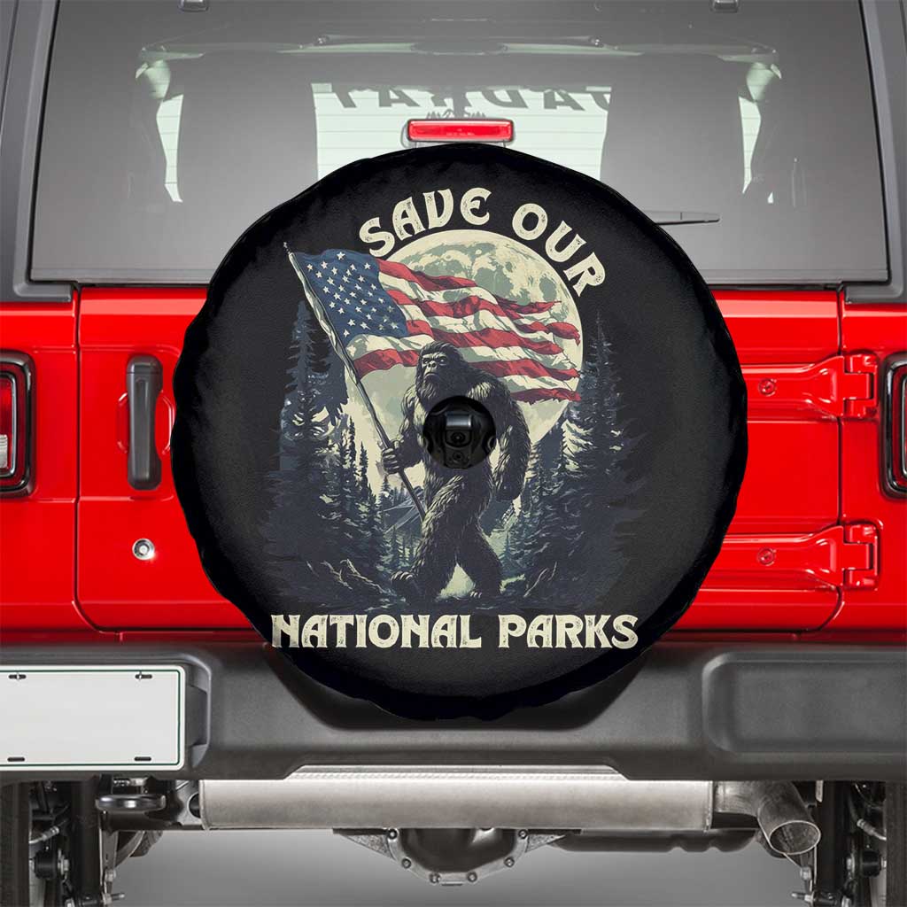 Save Our National Parks Bigfoot Spare Tire Cover Vintage American Flag