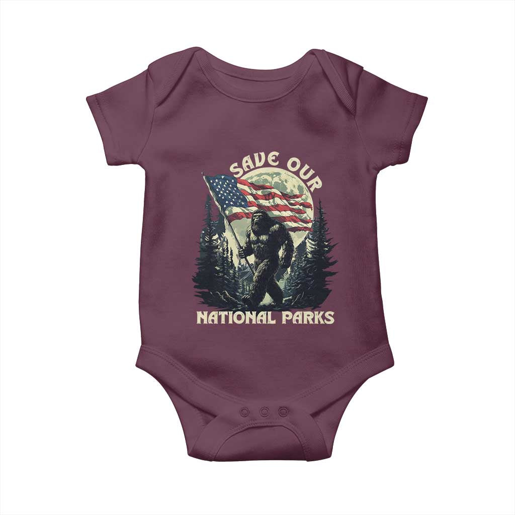 Save Our National Parks Bigfoot Baby Onesie Vintage American Flag