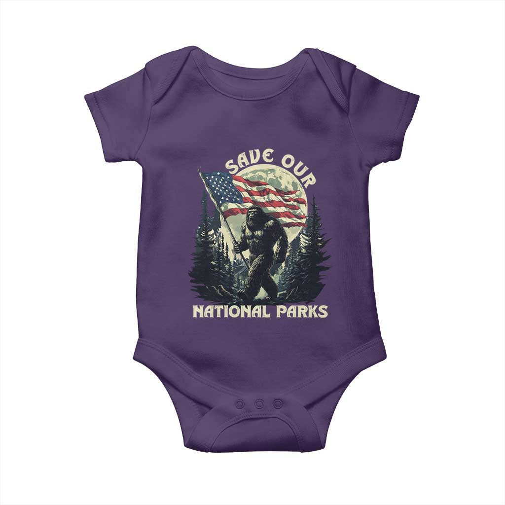 Save Our National Parks Bigfoot Baby Onesie Vintage American Flag