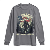 Save Our National Parks Bigfoot Long Sleeve Shirt Vintage American Flag