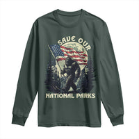 Save Our National Parks Bigfoot Long Sleeve Shirt Vintage American Flag