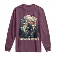 Save Our National Parks Bigfoot Long Sleeve Shirt Vintage American Flag