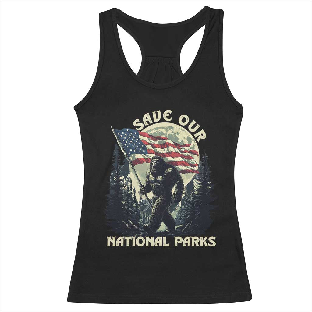 Save Our National Parks Bigfoot Racerback Tank Top Vintage American Flag