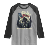 Save Our National Parks Bigfoot Raglan Shirt Vintage American Flag