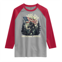 Save Our National Parks Bigfoot Raglan Shirt Vintage American Flag