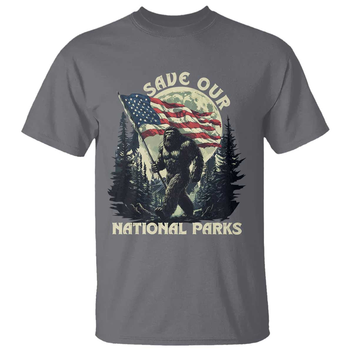 Save Our National Parks Bigfoot T Shirt Vintage American Flag