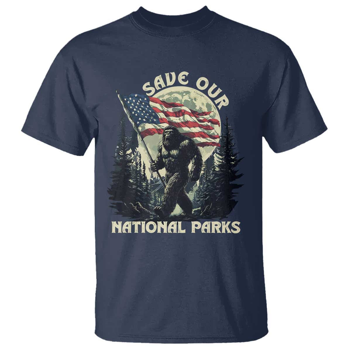 Save Our National Parks Bigfoot T Shirt Vintage American Flag