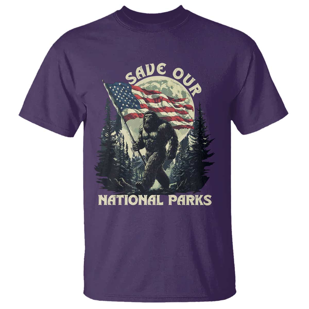 Save Our National Parks Bigfoot T Shirt Vintage American Flag